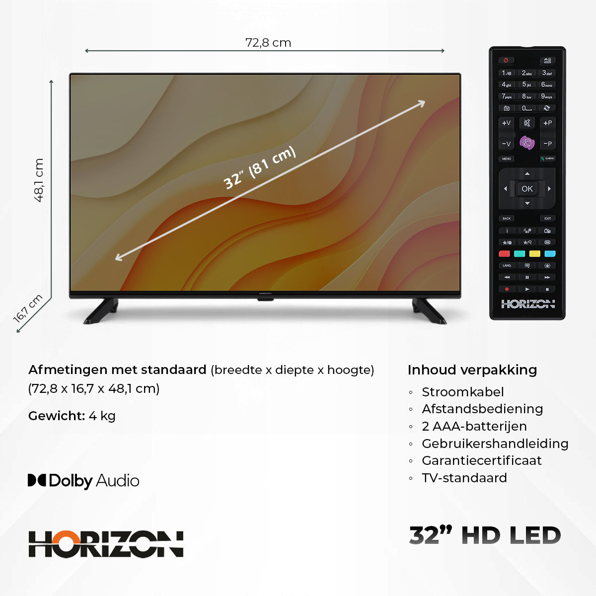 Horizon TV - HD LED Televisie - XT Line - Ultra Narrow - Dolby Audio