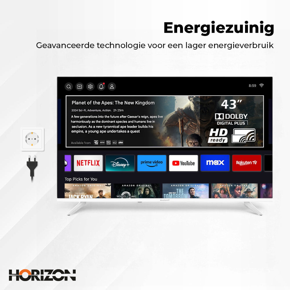 Horizon Smart TV - Full HD LED Televisie - Diamant Serie - WiFi - Netflix - Frameless